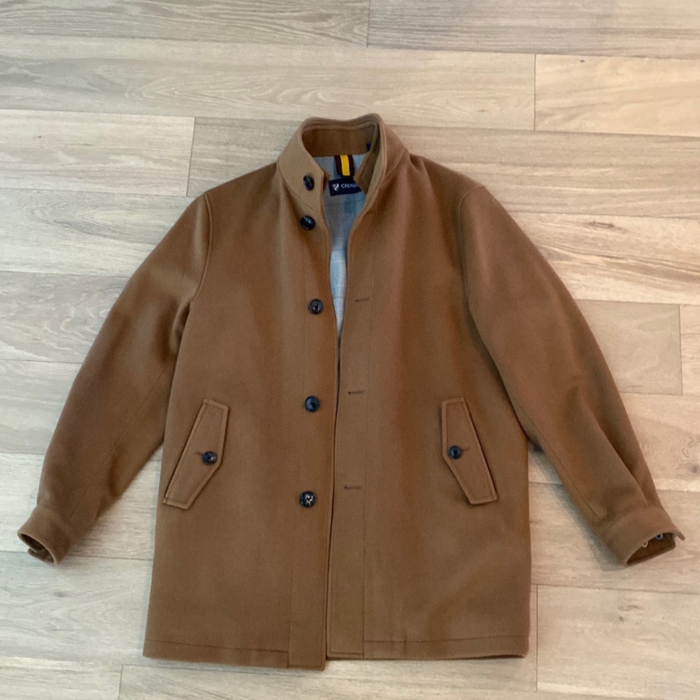Cremieux wool camel color topcoat. Pristine condition.